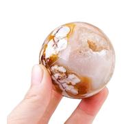 IDGTTLDF Cherry Blossom Agate Crystal Ball with Stand Quartz Sphere Stone Decorative Orb for Healing/Divination/Chakra Balance/Yoga/Home/Office Decoration,25~30mm
