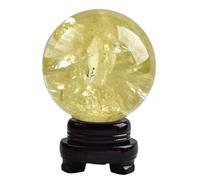 IDGTTLDF Citrine Crystal Ball with Delicate Base,Decorative Yellow Sphere Figurine, for Tabletop Xmas Home Party Centerpiece Mantel Decoration,2.36"(6cm)