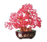 IDGTTLDF Colorful Heart-Shaped Crystal Cluster Base Amethyst Lucky Tree Purple Gemstone Trees Feng Shui Home Decor Can be Used for,red-16X6X16CM