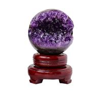 IDGTTLDF Crystal Ball Amethyst Cluster, Smiling Raw Stone Geode Cornucopia Money Bag Home Decoration Ornaments for Divination,A-5-5.5cm