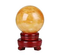 IDGTTLDF Crystal Ball Ornament with a Base for Home and Parties Decoration,Yellow,90mm