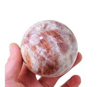 IDGTTLDF Crystal Ball Sun Stone Sphere Moonstone Polished Gemstone Feng Shui Ornament Divination Witchcraft Home Decor,45-50mm
