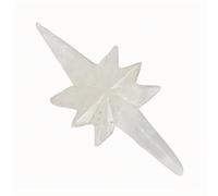 IDGTTLDF Crystal Eight-Pointed North Star Carving - 5.9-6.3 Inches (15-16 cm) Stone Sculpture, Handcrafted Décor for and Home(White Quartz)