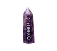 IDGTTLDF Crystals Point Wand Rose Quartz Amethyst Column Eclipse Symbol Home Decoration Craft Precious Stones Ornaments (Color : Amethyst)