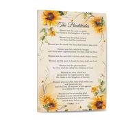 IDGTTLDF Inspirational Beatitudes Poster Print on Canvas, Blessed are the... Matthew 5 Wall Decor, Vintage Christian Art Framed,16x24inch(40x60cm)