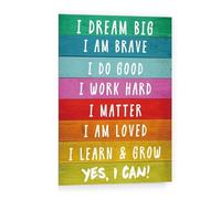 IDGTTLDF Inspirational Quote Wall Art for Kids, Dream Big Canvas Print with Positive Affirmations for Bedroom, Playroom, School Unframed,12x18inch(30x45cm)