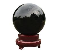 IDGTTLDF Office Home Table Feng Shui Decoration Crystal Ball with Stand Obsidian Black Broken Glass Lucky Gift, ball-10cm