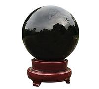 IDGTTLDF Office Home Table Feng Shui Decoration Crystal Ball with Stand Obsidian Black Broken Glass Lucky Gift, ball-11cm