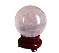 IDGTTLDF Quartz Sphere Clear Ball Crystal with Wooden Base,140mm