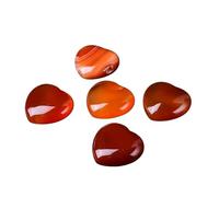 IDGTTLDF Red Agate Heart Sculptures - Set of 5 Handcrafted Heart-Shaped Figurines, Decorative and Crystal Art