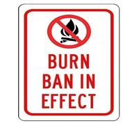 IDGTTLDF Rustic Burn Ban In Effect Warning Sign Aluminum Metal Notice for Farmhouse Backyard Camp Site Decoration 8 X 12