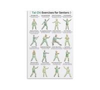 IDGTTLDF Senior Tai Chi Flow Metal Wall-Art Easy Step by Step Poses Exercise Chart for Home Living Room Decor 8 X 12