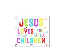 IDGTTLDF Sunday School Classroom Decor, Jesus Loves The Children Religious Poster, Inspirational Canvas Wall Art for Church & Home Nursery Framed,08x12inch(20x30cm)
