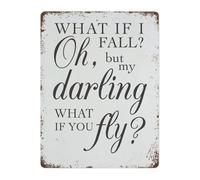 IDGTTLDF What If I Fall But What If You Fly Rustic Tin Sign Vintage Style Metal Plaque Inspirational Wall-Art for Teen Room or Home 8 X 12 inch