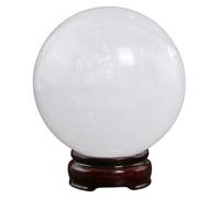 IDGTTLDF White Calcite Crystal Ball, Quartz Sphere with Stand, Ice Rock Sculpture Figurine for Witchcraft, Fengshui, Altar, Divination,Collection,18cm