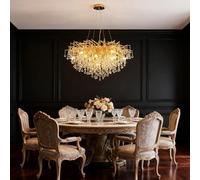 IDHBGJD Lampadari di Cristallo Moderni Lampadari di Ramo di Un Albero in Oro di Lusso Lampadari a Sospensione Lampadari a Goccia di Pioggia per Sala da Pranzo Soggiorno Rotondo 80 cm