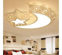 IDHBGJD Lampadario Moderno LED Dimmerabile Plafoniera - Stella a Forma di Luna Camera dei Cartoni Animati Camera da Letto Luce Moderna Minimalista Illuminazione Ecologica Foyer Bianco
