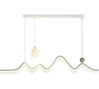 IDHBGJD Moderna Illuminazione a Sospensione a LED Lampadario lineare a Striscia Lunga Luce d'onda Stampa 3D Sfera di Luna Minimalismo Illuminazione Nera Verde Lampada a Sospensione a soffitto Bianco