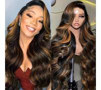 IDHERE Evidenziare Parrucca Frontale In Pizzo Capelli Umani Onda Del Corpo Ombre Biondo Miele 13X4 Trasparente Parrucche Anteriori In Pizzo Per Le Donne Ombre Marrone Parrucche Anteriore