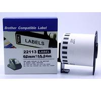 IDIK Nastro adesivo trasparente per Brother DK-2113 DK-22113,Resistente nastro di pellicola-Ampio-Stampa nera su trasparente 62mm x 15,24m