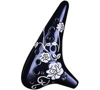 Idilliaca ocarina a forma di sottomarino a forma di rosa, strumento per flauto in do contralto a 12 fori, opera d'arte, borsa di stoffa + bastone per la pulizia + protezione bocchino, nero, 18 x 10 x