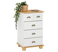 IDIMEX Cassettiera COLMAR, bella cassettiera con 4 cassetti, in pino massiccio di colore bianco/naturale, pratica credenza con maniglie a conchiglia