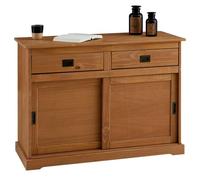 IDIMEX Cassettiera Savona, credenza a 2 ante, 2 cassetti, in pino massiccio, superficie laccata marrone, buffet, stoviglie, legno massello