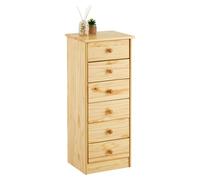 IDIMEX Kommode Hochschrank Anrichte Rondo, 6 Schubladen, Kiefer massiccio, Naturale lackiert
