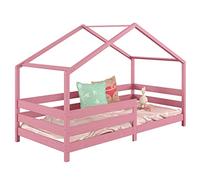 IDIMEX Letto a casa RENA in pino massiccio rosa, bellissimo letto Montessori con protezione anti-caduta, lettino stabile in 90 x 200 cm