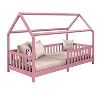 IDIMEX Letto NINA in pino massello rosa, bellissimo letto Montessori 90x200, grazioso letto indiano con tetto