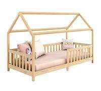 IDIMEX Letto NINA in pino massiccio, bellissimo letto Montessori 90x200 cm, minimalista con tetto naturale