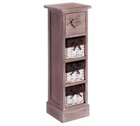 IDIMEX Mobiletto con 1 cassetto e 3 cestelli in legno di Paulownia marrone, stile shabby chic vintage rustico, romantico