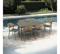 IDIMEX Narciso - Set di mobili da giardino con tavolo e 6 sedie, colore grigio, moderno, per 6 persone, resistente alle intemperie e ai raggi UV, per terrazza e giardino