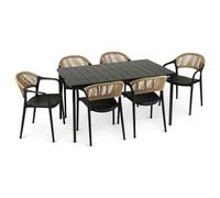 IDIMEX Narciso - Set di mobili da giardino con tavolo e 6 sedie, colore nero, moderno, per 6 persone, resistente alle intemperie e ai raggi UV, per terrazza e giardino