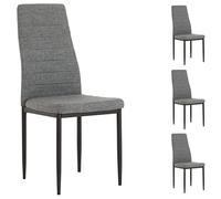 IDIMEX Sedia da pranzo Nathalie in set da 4 pezzi, moderna sedia da cucina con rivestimento in tessuto grigio, bella sedia da pranzo, struttura in metallo di colore nero, comoda sedia imbottita