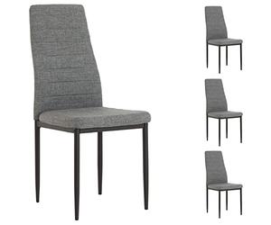 IDIMEX Sedia da Pranzo Nathalie, Set da 4 Pezzi, Moderno, Tessuto Grigio, Struttura in Metallo Nero, Comoda Imbottitura