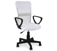 IDIMEX Sedia girevole da ufficio Jogo regolabile in altezza, colore bianco, ergonomica, con braccioli, sedia girevole con rivestimento in tessuto mesh traspirante, per ufficio e casa ufficio