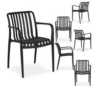 IDIMEX Sedie da giardino TULIPANO in set da 6 pezzi, in plastica di alta qualità, colore nero, resistenti alle intemperie, impilabili, materiale resistente ai raggi UV per giardino, balcone e terrazza