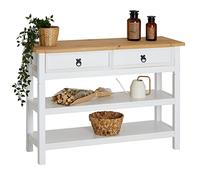 IDIMEX Tavolo consolle Tequila, bella credenza in stile Messico, pratico tavolino con cassetto, utile tavolino da corridoio in pino massiccio in bianco/marrone