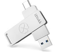 iDiskk Chiavetta USB 3.2 ad alta velocità da 256 GB per iPhone 17/16/15 Pro/Max, USB-C iPad, MacBook, Android, 500 MB/s, con app di backup automatico per foto/video, archiviazione esterna per telefoni