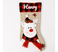 iDIY Calza di Natale Personalizzata con Nome - 3D Babbo Natale, Renne, Gnomi e Pupazzi di Neve - Calza Natale Personalizzata Renne