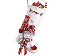 iDIY Calza Natale Personalizzata - Calza Natalizia con Nome, Morbida Peluche, Babbo Natale, Renne, Pupazzo di Neve - Pupazzo di Neve