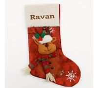 iDIY Calze di Natale Personalizzate con Nome - Nome Personalizzato, Cotone e Lino, Babbo Natale 3D, Gnomi, Pinguino, Pupazzo di Neve, Renne - Renne