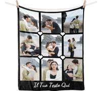 iDIY Coperta Personalizzata con Foto e Scritta-Plaid Personalizzato Regali Personalizzati per Donna Uomo Famiglia Amici lei lui Regali per San Valentino festa del papà/mamma Natale(9 Fotos)