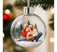 iDIY Pallina Natale 3D Personalizzata per Coppie con Foto - Decorazione Albero Natale Personalizzata con Foto Coppia - Sfera Neve Acrilica da Appendere - Regali Nata per Coppie, Partner e Sposi