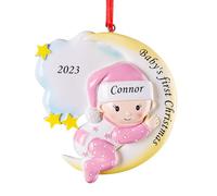 iDIY palline natale personalizzate con nome il primo Natale del bambino - decorazioni natale 2024 ciondolo di Natale personalizzate in resina dipinta a mano Regali di Natale per Ragazza Luna