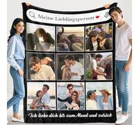 iDIY Plaid Personalizzato con Foto - Coperta Personalizzata con Immagini e Testo - Idea Regalo per Coppie, Famiglie, Compleanni e Anniversari -9 Foto
