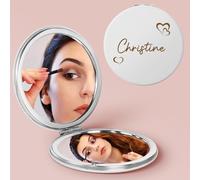 iDIY Specchietto da borsetta personalizzato pieghevole con ingrandimento 1X/10X - Specchio da specchio portatile con nome, regalo da donna personalizzato