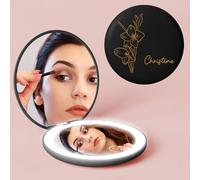 iDIY Specchio tascabile personalizzato pieghevole a LED ingrandimento 1X/10X - specchio cosmetico con illuminazione fiori, regalo da donna personalizzato