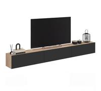 IDMarket - 270 cm ELIO mobile TV a 3 ante in legno e nero a parete